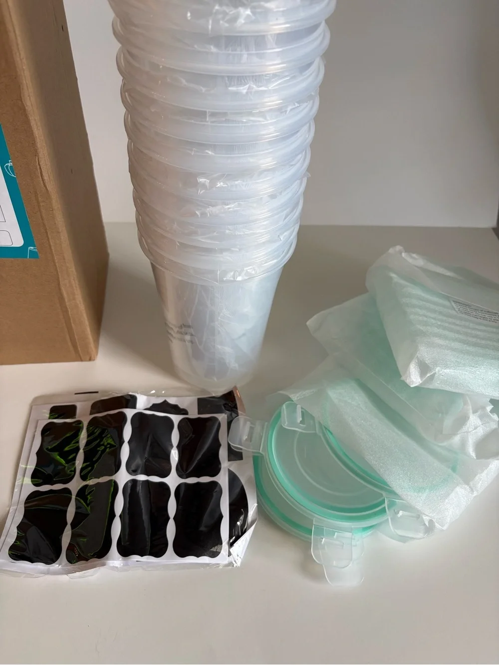 Clear Meal Prep Containers with Mint Green Lids - 12 Pack